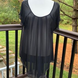 Black Sheer Tunic with Rhinestone Accents